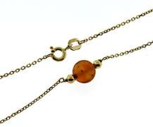 Simple 14kt YG Amber Bead Station Necklace