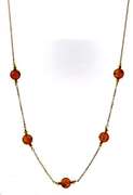 Simple 14kt YG Amber Bead Station Necklace