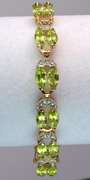 Gorgeous Marquise Peridot & Diamond Bracelet, Vermeil