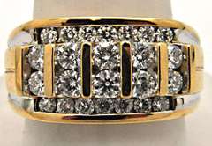 MEN'S 14K DIAMOND BAND 2.00 CARAT TOTAL WEIGHT.