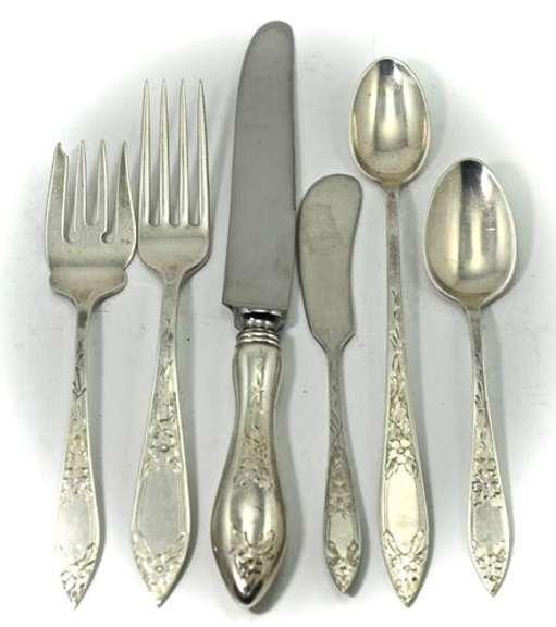 Service for 12 Stieff Lady Claire Sterling Flatware