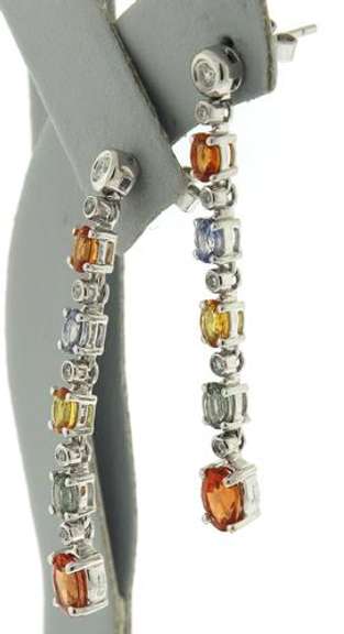Stunning 18kt Multi Gemstone & Diamond Drop Earrings