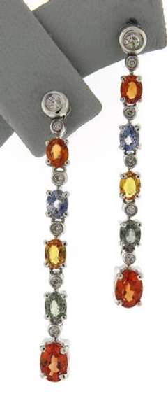 Stunning 18kt Multi Gemstone & Diamond Drop Earrings
