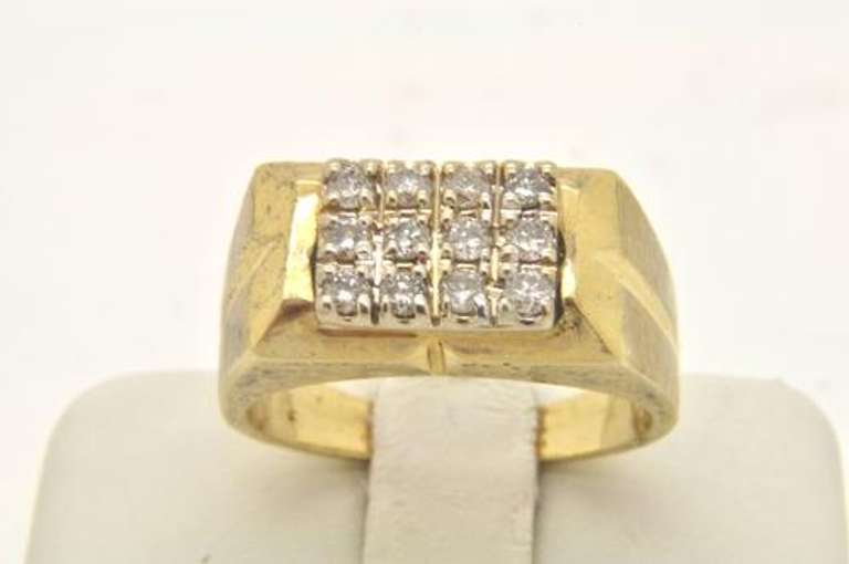 MENS 14 KT YELLOW GOLD DIAMOND RING