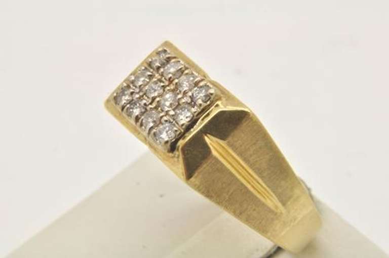 MENS 14 KT YELLOW GOLD DIAMOND RING