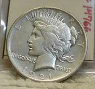 1921 Peace Dollar, High Releif, circulated, KEY date