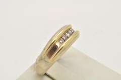 MENS 14 KT WHITE GOLD DIAMOND BAND WITH YELLOW ACCENT
