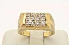 MENS 14 KT YELLOW GOLD DIAMOND RING