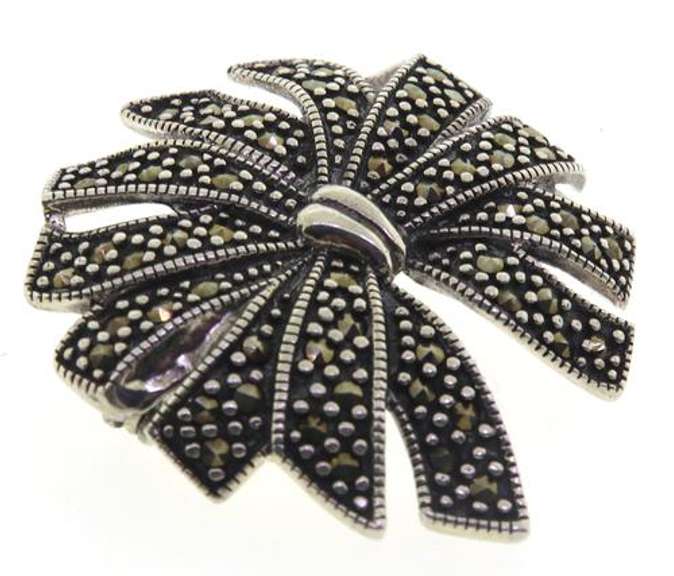 Sterling Silver Marcasite Pin Brooch
