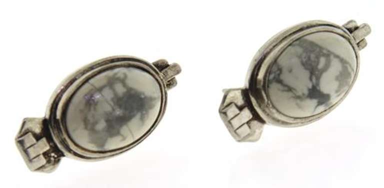Vintage Sterling Silver Howlite Earrings