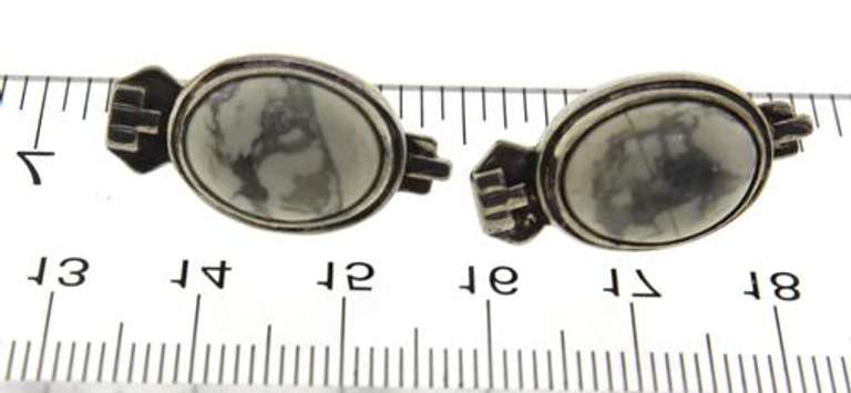 Vintage Sterling Silver Howlite Earrings