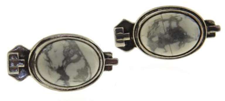 Vintage Sterling Silver Howlite Earrings