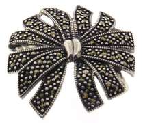 Sterling Silver Marcasite Pin Brooch