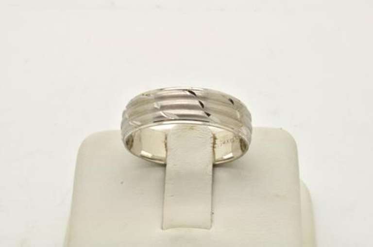 MENS 14 KT WHITE GOLD TRIPLE ROW WEDDING BAND