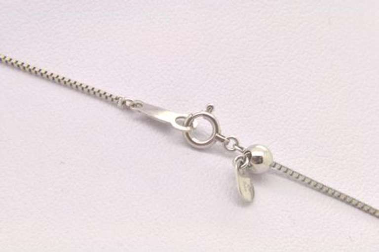 LADIES PLATINUM BOX LINK WITH DIAMOND PENDANT