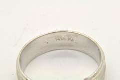 MENS 14 KT WHITE GOLD TRIPLE ROW WEDDING BAND