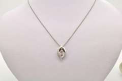 LADIES PLATINUM BOX LINK WITH DIAMOND PENDANT