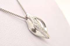 LADIES PLATINUM BOX LINK WITH DIAMOND PENDANT