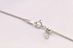 LADIES PLATINUM BOX LINK WITH DIAMOND PENDANT