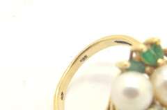 LADIES 14 KT PEARL EMERALD AND DIAMOND RING