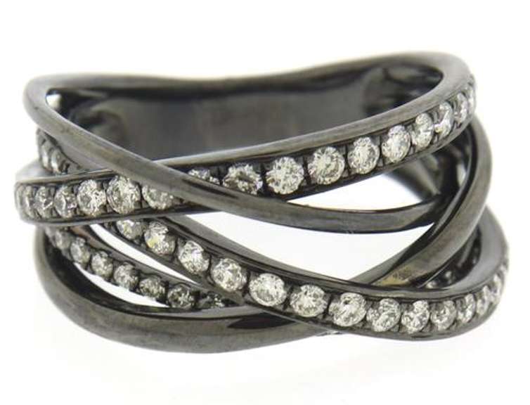 Charming 18kt Multi Row Black Rhodium Ring