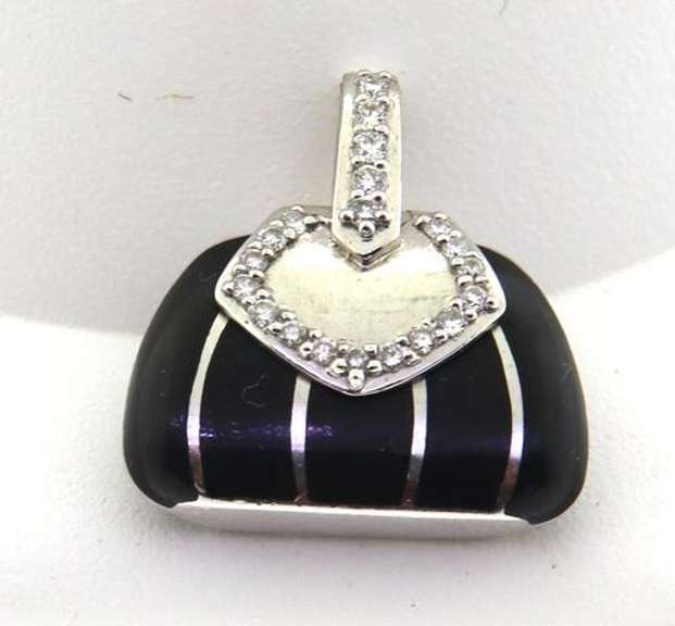 Fantastic Mirabelle Black Enamel & Diamond Purse Charm