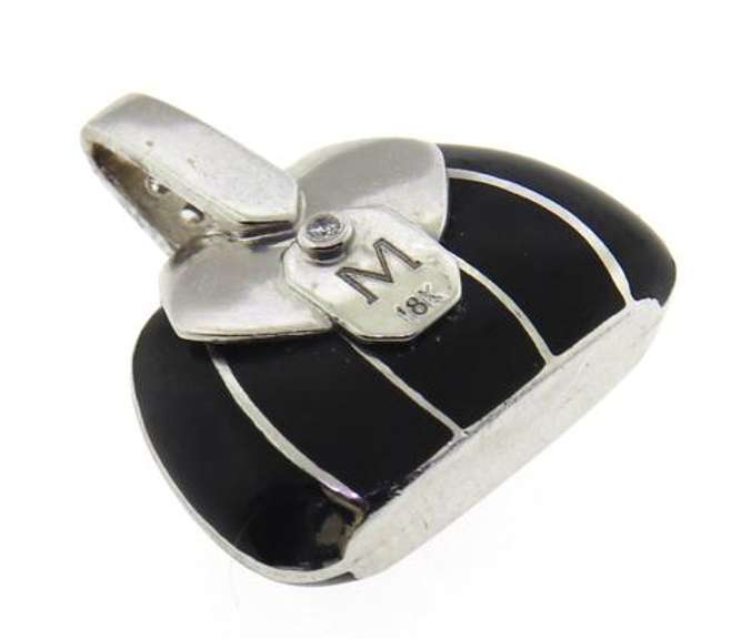Fantastic Mirabelle Black Enamel & Diamond Purse Charm