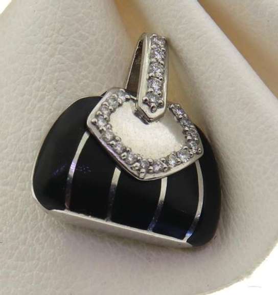 Fantastic Mirabelle Black Enamel & Diamond Purse Charm