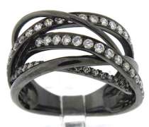 Charming 18kt Multi Row Black Rhodium Ring