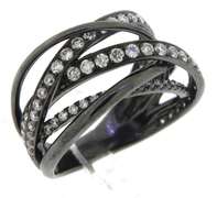 Charming 18kt Multi Row Black Rhodium Ring