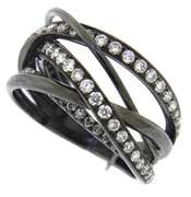 Charming 18kt Multi Row Black Rhodium Ring