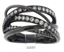 Charming 18kt Multi Row Black Rhodium Ring