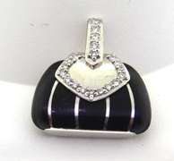 Fantastic Mirabelle Black Enamel & Diamond Purse Charm