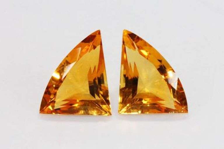 Stunning Fancy Cut Citrine Pair - over 9 carats