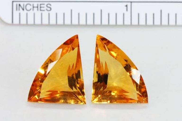Stunning Fancy Cut Citrine Pair - over 9 carats