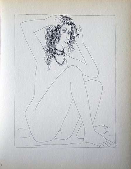 PABLO PICASSO, SEATED NUDE CROWNING HERSELF
