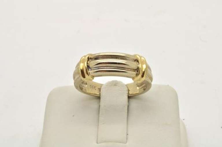 14 KT WHITE AND YELLOW GOLD DIAMOND BAND