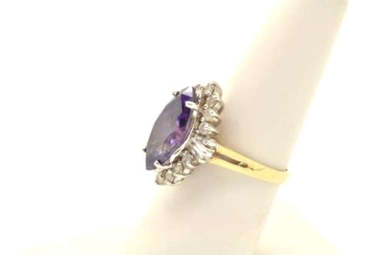 LADIES 14 KT GOLD AMETHYST AND DIAMOND RING