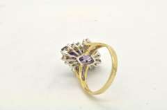 LADIES 14 KT GOLD AMETHYST AND DIAMOND RING
