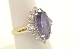 LADIES 14 KT GOLD AMETHYST AND DIAMOND RING