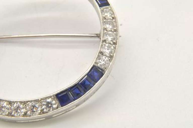 ART DECO PLATINUM DIAMOND AND SAPPHIRE BROOCH C. 1920