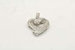 LADIES 14 KT WHITE GOLD DIAMOND HEART PENDANT