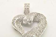 LADIES 14 KT WHITE GOLD DIAMOND HEART PENDANT