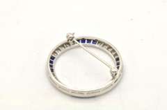 ART DECO PLATINUM DIAMOND AND SAPPHIRE BROOCH C. 1920