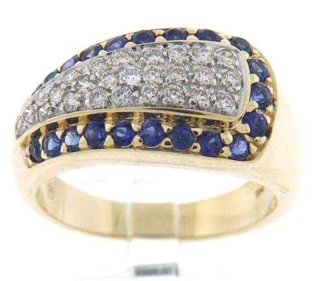 Stunning 14kt YG Pave Sapphire and Diamond Ring