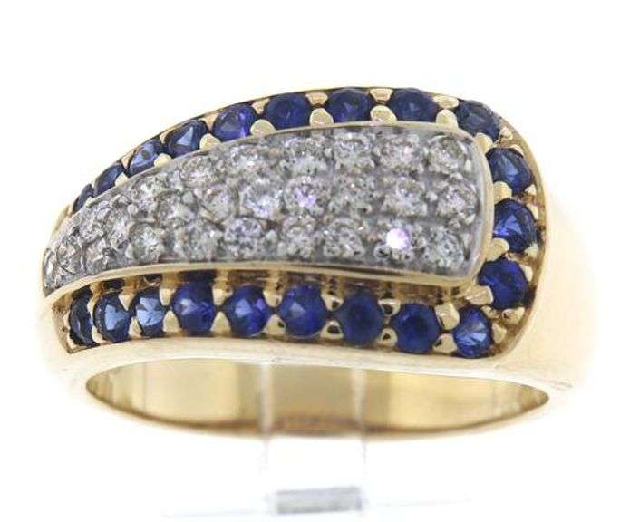 Stunning 14kt YG Pave Sapphire and Diamond Ring