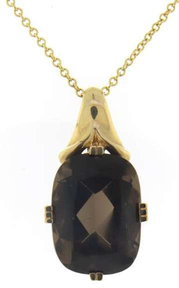Beautiful Smokey Quartz Yellow Gold Necklace
