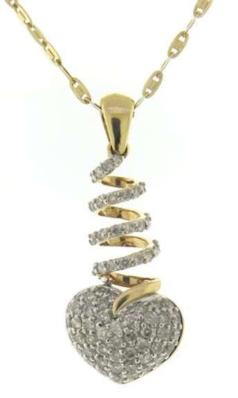 Fashionable Pave Diamond Swirl Yellow Gold Necklace