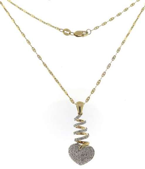 Fashionable Pave Diamond Swirl Yellow Gold Necklace
