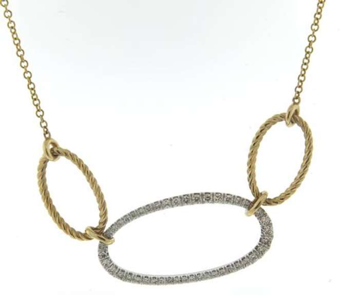 Increbile Diamond Oval Link w Ribbed Link Necklace